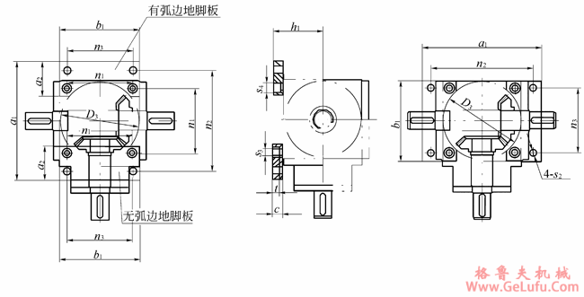 SP系列圆锥齿轮换向机地脚尺寸(图2)