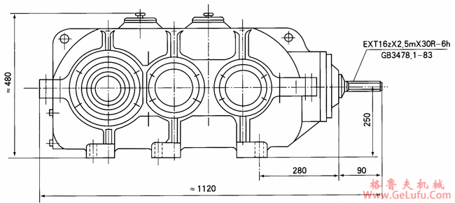 SPJ-800型矿用减速机外型结构尺寸(图3)