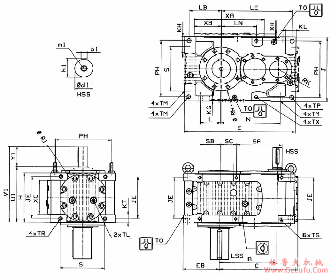 MC系列硬齿面中型齿轮减速机安装尺寸(2级斜齿轮减速机垂直安装)(图2) MC系列硬齿面中型齿轮减速机安装尺寸(2级斜齿轮减速机垂直安装)(图2)