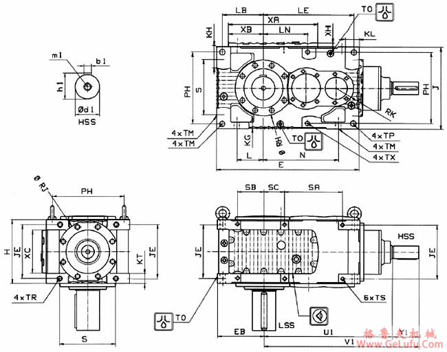 MC系列硬齿面中型齿轮减速机安装尺寸(2级锥齿轮斜齿轮减速机垂直安装)(图2)