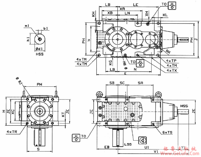 MC系列硬齿面中型齿轮减速机安装尺寸(3级锥齿轮斜齿轮减速机垂直安装)(图2)