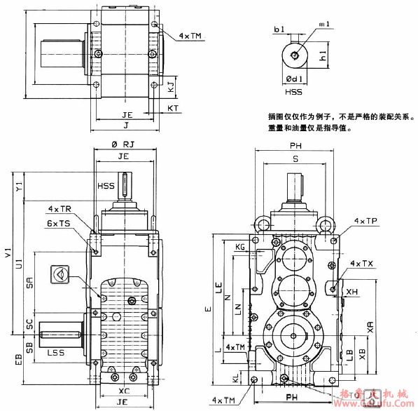 MC系列硬齿面中型齿轮减速机安装尺寸(2级锥齿轮斜齿轮减速机竖立安装)(图2)