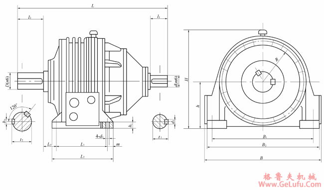 NBD560、NBD630、NBD710、NBD800、NBD900、NBD1000、NBD1120、NBD1250、NBD1400、NBD1600、NBD1800、NBD2000型行星齿轮减速机外形及安装尺寸（规格代号9-20）JB/T6502-93 (图2)