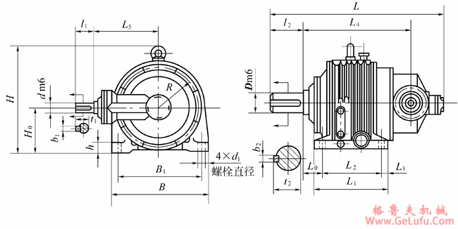NGW-S型行星齿轮减速机外形及安装尺寸（JB3723-84）(图2)