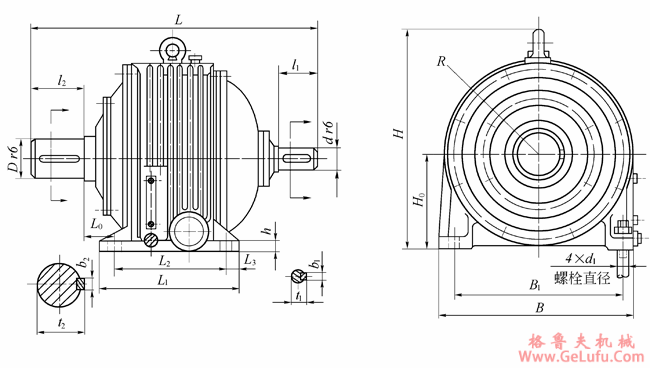 NGW11、NGW21、NGW31、NGW41、NGW51、NGW61、NGW71、NGW81、NGW91、NGW101、NGW111、NGW121、单级减速机外形尺寸JB1799-76(图2)