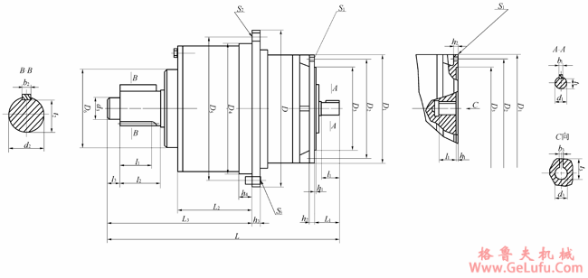 2K-H27、2K-H27A、2K-H120、2K-H130、2K-H130A、2K-H148、2K-H278、2K-H278A、2K-H278B、2K-H300、2K-H300B、2K-H300a、2K-H226、2K-H343型悬浮均载行星齿轮减速机外形及安装尺寸(专利号:ZL95243413・X）(图2)