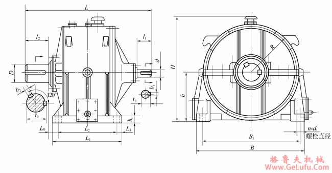 SPA630、SPA710、SPA800、SPA900、SPA1000、SPA1120、SPA1250、SPA1400、SPA1600双排直齿行星减速机外形及其安装尺寸JB/T6999-93(图2)