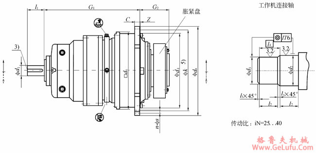 TP系列行星齿轮减速机安装尺寸（传动比25～40）(图2)