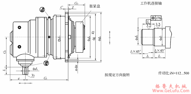 TP系列行星齿轮减速机安装尺寸（传动比112～500）(图2)