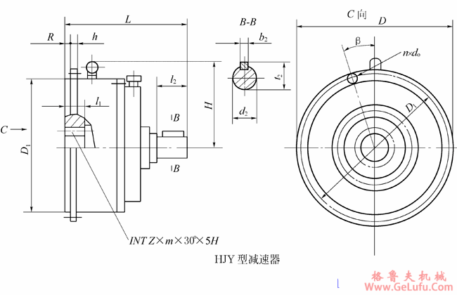 HJY12A、HJY14A、HJY16A、HJY18A、HJY22A、HJY25A、HJY28A、HJY31A、HJY35A、HJY40A、HJY45A、HJY50A、HJY56A、HJY13A、HJY15A、HJY17A、HJY19A、HJY21A、HJY23A、HJY26A、HJY30A、HJY33A、HJY37A、HJY42A、HJY47A、HJY53A型星轮减速机外形及安装尺寸JB/T87(图2)