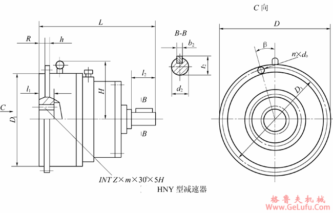 HJY12A、HJY14A、HJY16A、HJY18A、HJY22A、HJY25A、HJY28A、HJY31A、HJY35A、HJY40A、HJY45A、HJY50A、HJY56A、HJY13A、HJY15A、HJY17A、HJY19A、HJY21A、HJY23A、HJY26A、HJY30A、HJY33A、HJY37A、HJY42A、HJY47A、HJY53A型星轮减速机外形及安装尺寸JB/T87(图2)