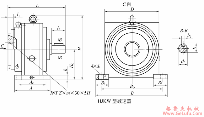 HJKW-C型星轮减速机外形及安装尺寸JB/T8712-1998(图2)