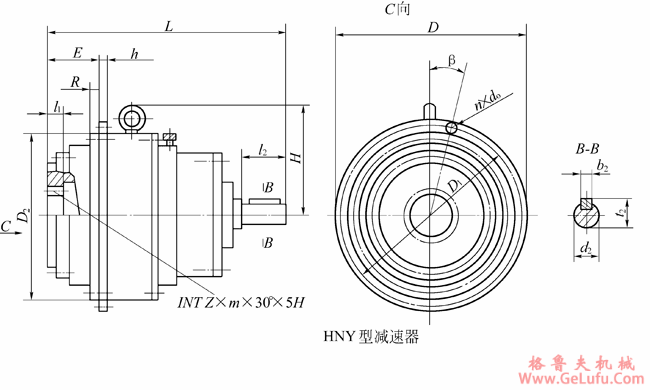 HNY-C型星轮减速机外形及安装尺寸JB/T8712-1998(图2)