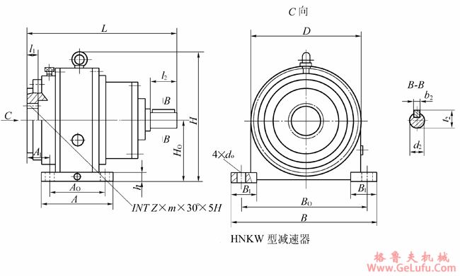 HNKW-C型星轮减速机外形及安装尺寸JB/T8712-1998(图2)