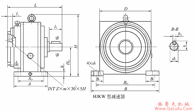 HJKW-D型星轮减速机外形及安装尺寸JB/T8712-1998(图2)