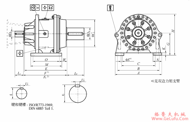P20…F…-010/VVN实心轴,地脚安装外形尺寸(图2) P20…F…-010/VVN实心轴,地脚安装外形尺寸(图2)