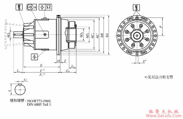 P20…N…-010/VHN空心轴,法兰安装外形尺寸(图2) P20…N…-010/VHN空心轴,法兰安装外形尺寸(图2)