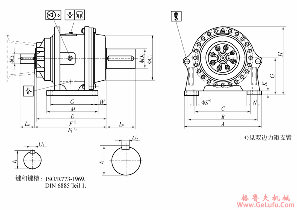 P30…F…-010/VVN实心轴,地脚安装外形尺寸(图2) P30…F…-010/VVN实心轴,地脚安装外形尺寸(图2)