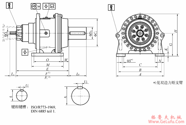 P40…F…010/VVN实心轴,地脚安装外形尺寸(图2) P40…F…010/VVN实心轴,地脚安装外形尺寸(图2)