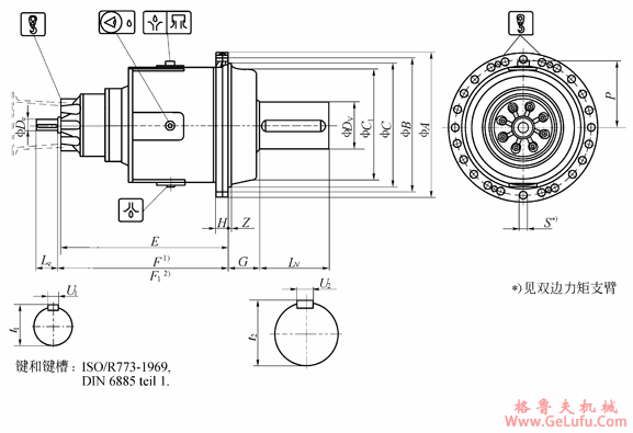 P40…N…-010/VVN实心轴,地脚安装外形尺寸(图2) P40…N…-010/VVN实心轴,地脚安装外形尺寸(图2)