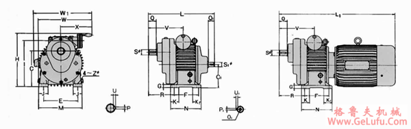D002A（4M）、D004A（4M）、D007A（4M）、D015A（4M）、D022A（4M）、D037A（4M）、D055A（4M）、D075A（4M）、卧式付R型减速机(图2)