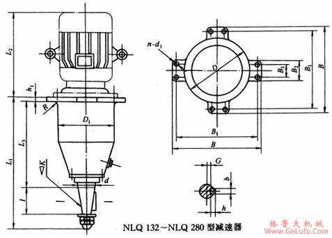 NLQ132、NLQ160、NLQ180、NLQ200、NLQ225、NLQ250、NLQ280型行星齿轮减速机外形及安装尺寸JB/T7345-94(图2)
