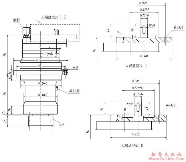 XJL-25、XJL-40、XJL-63、XJL-80、XJL-100、XJL-160、XJL-250行星齿轮减速机外型及安装尺寸(图2)