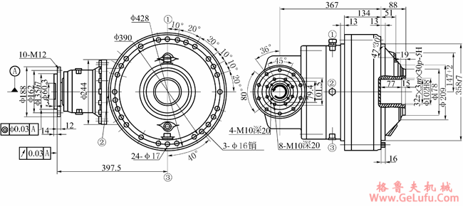 NS3-63.2锥齿轮行星齿轮减速机型式与尺寸(图2)