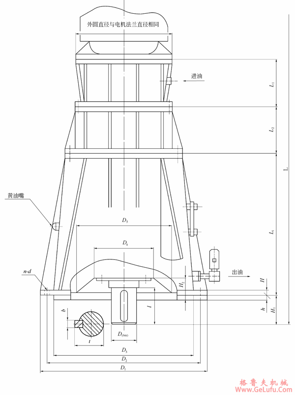 NGW-LDF型立式行星齿轮减速机两级外形及安装尺寸