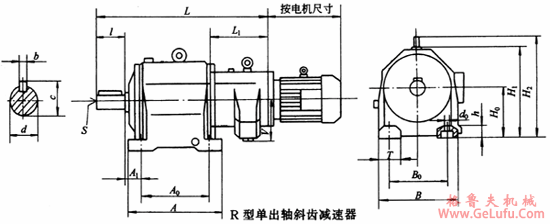 R系列带单出轴斜齿硬齿面减速机外形及安装尺寸Q/ZTB03-2000(图2)