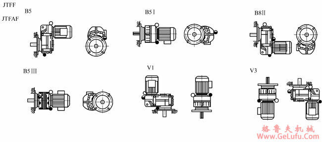 JTF JTFF JTFA JTFAF系列平行轴斜齿轮减速电机安装形式(图3)