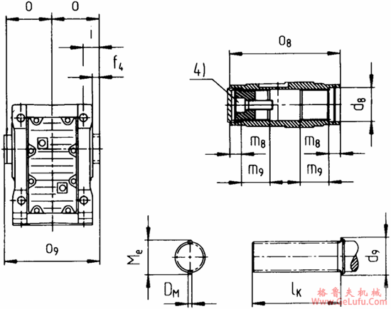 SKDV112-SKDV315底脚式花键空心轴输出斜齿轮―蜗旋伞齿轮减速电机外形及安装尺寸(图2) SKDV112-SKDV315底脚式花键空心轴输出斜齿轮―蜗旋伞齿轮减速电机外形及安装尺寸(图2)