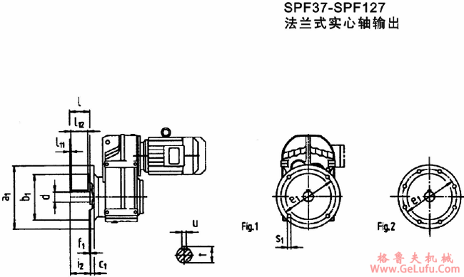 SPF37-SPF127法兰式实心轴输出式安装外形尺寸(图2)