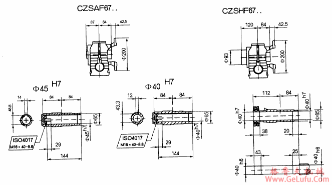 CZSF67..型斜齿轮蜗杆减速机的安装尺寸(图3)