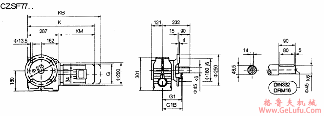 CZSF77..型斜齿轮蜗杆减速机的安装尺寸(图2)