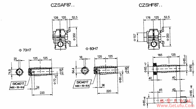 CZSF87..型斜齿轮蜗杆减速机的安装尺寸(图3)