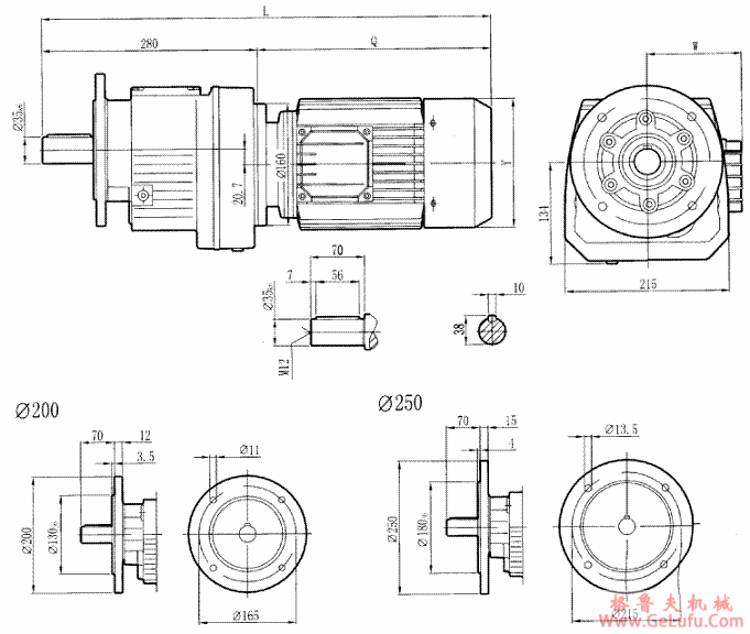 RCF67..型硬齿轮减速机安装尺寸图(图2)