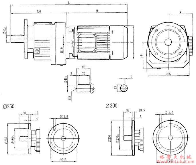 RCF77..型硬齿轮减速机安装尺寸图(图2)