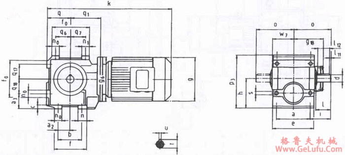 SWD80底脚式，实心轴输出斜齿轮―蜗轮蜗杆减速电机外形及安装尺寸(图2)