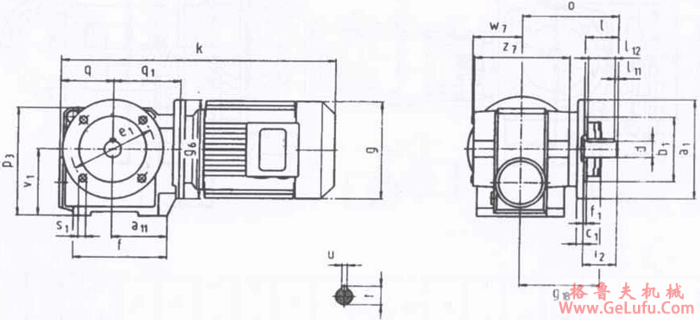 SWF80法兰式，实心轴输出斜齿轮――蜗轮蜗杆减速电机外形及安装尺寸(图2)