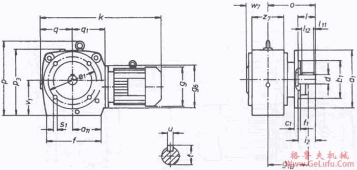 SWF100-SWF180法兰式，实心轴输出斜齿轮―蜗轮蜗杆减速电机外形及安装尺寸(图2)