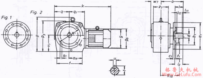 SWF225-SWF280法兰式,实心轴输出斜齿轮―蜗轮蜗杆减速电机外形及安装尺寸(图2) SWF225-SWF280法兰式,实心轴输出斜齿轮―蜗轮蜗杆减速电机外形及安装尺寸(图2)