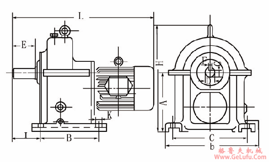 BJA250、BJA280、齿轮减速电动机外形安装尺寸(图2)