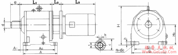 CJ07、CJ15、型齿轮三相异步减速机外形及安装尺寸(图2)