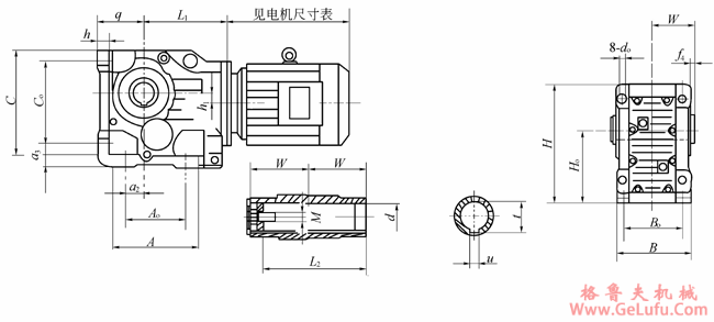 BA127、BA157、系列斜齿轮伞齿轮减速电机安装结构尺寸(图2)