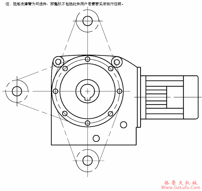 WA132、WA142、WA152、WA162、WA172、WA182、WA192斜齿轮蜗轮蜗杆减速机扭矩支撑臂尺寸表(图3)