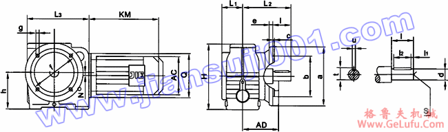 JRTS斜齿轮――蜗轮蜗杆减速电机安装尺寸（JRTSF47..～JRTSF97..，JRTSAF47..～JRTSAF97..）(图2)