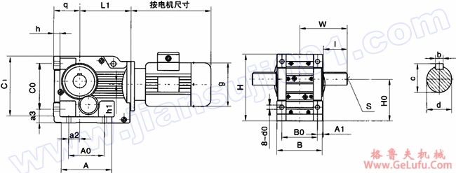 WK系列弧齿锥齿轮硬齿面减速机安装尺寸（WK37-WK157）(图2)