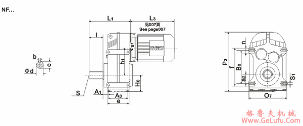 NF37、NF47、NF57、NF67、NF77、NF87、NF97、NF107、NF127、NF157、系列平行轴斜齿轮减速机安装尺寸(图2)