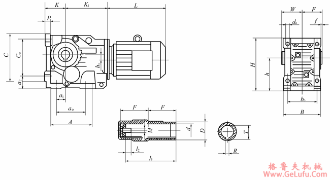 YCZJ100G、YCZJ112G、YCZJ140G、YCZJ180G、YCZJ212G、YCZJ265G、YCZJ315G、YCZJ375G、YCZJ450G系列斜齿轮－螺旋锥齿轮减速三相异步电动机外形及安装尺寸(图3)
